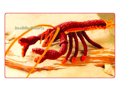 Vintage Crochet Pattern 11" Lobster Soft Toy PDF Instant Digital Download Sea Shell Seashell Sea Life Crustacean Amigurumi