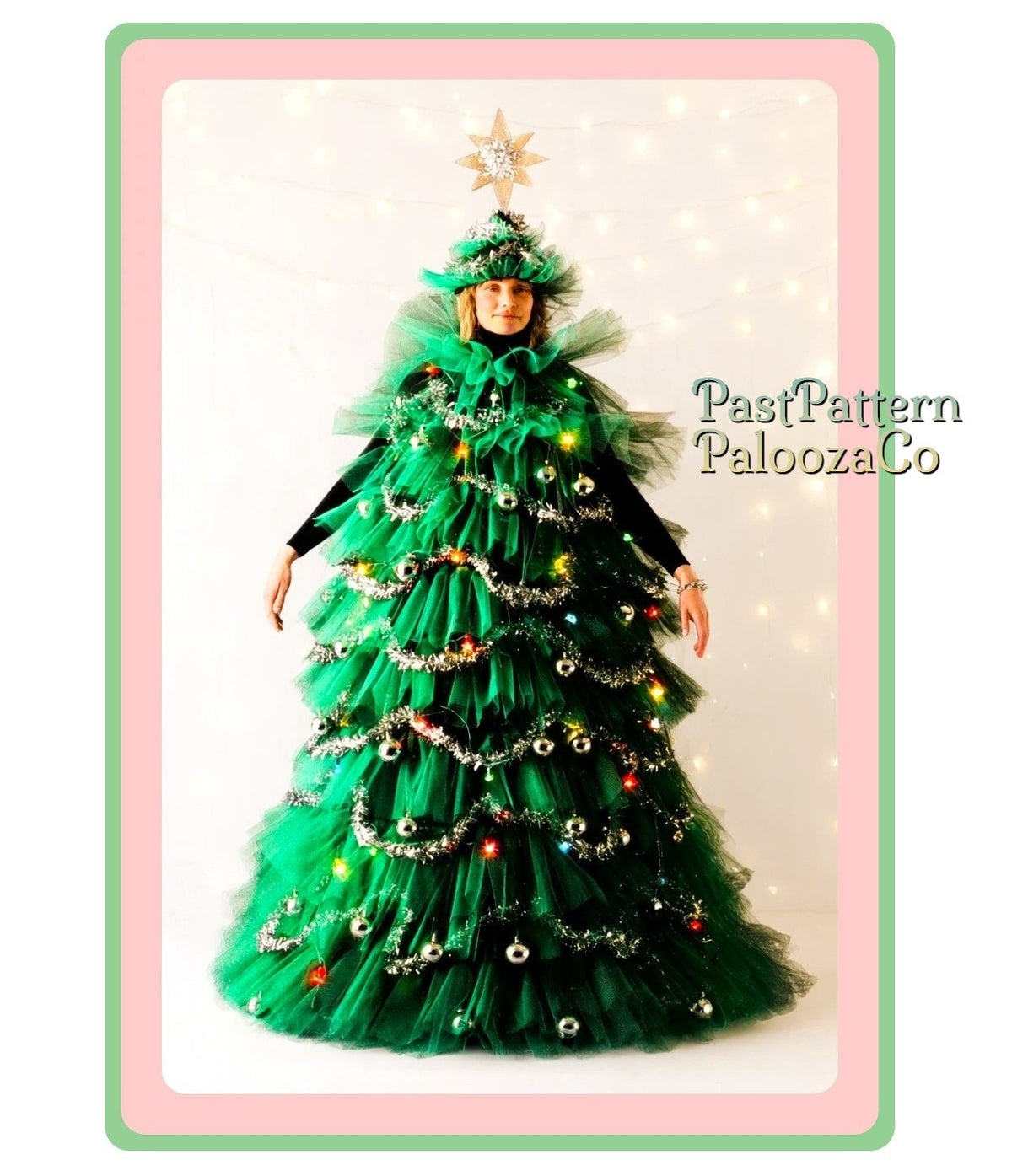Vintage Christmas Tree Costume Sewing Pattern Cone Dress and Hat PDF Instant Digital Download Womens Funny Xmas Outfit