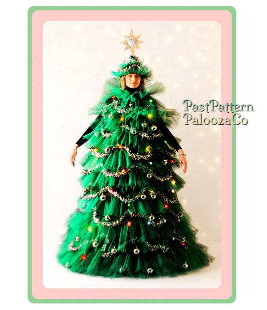 Vintage Christmas Tree Costume Sewing Pattern Cone Dress and Hat PDF Instant Digital Download Womens Funny Xmas Outfit
