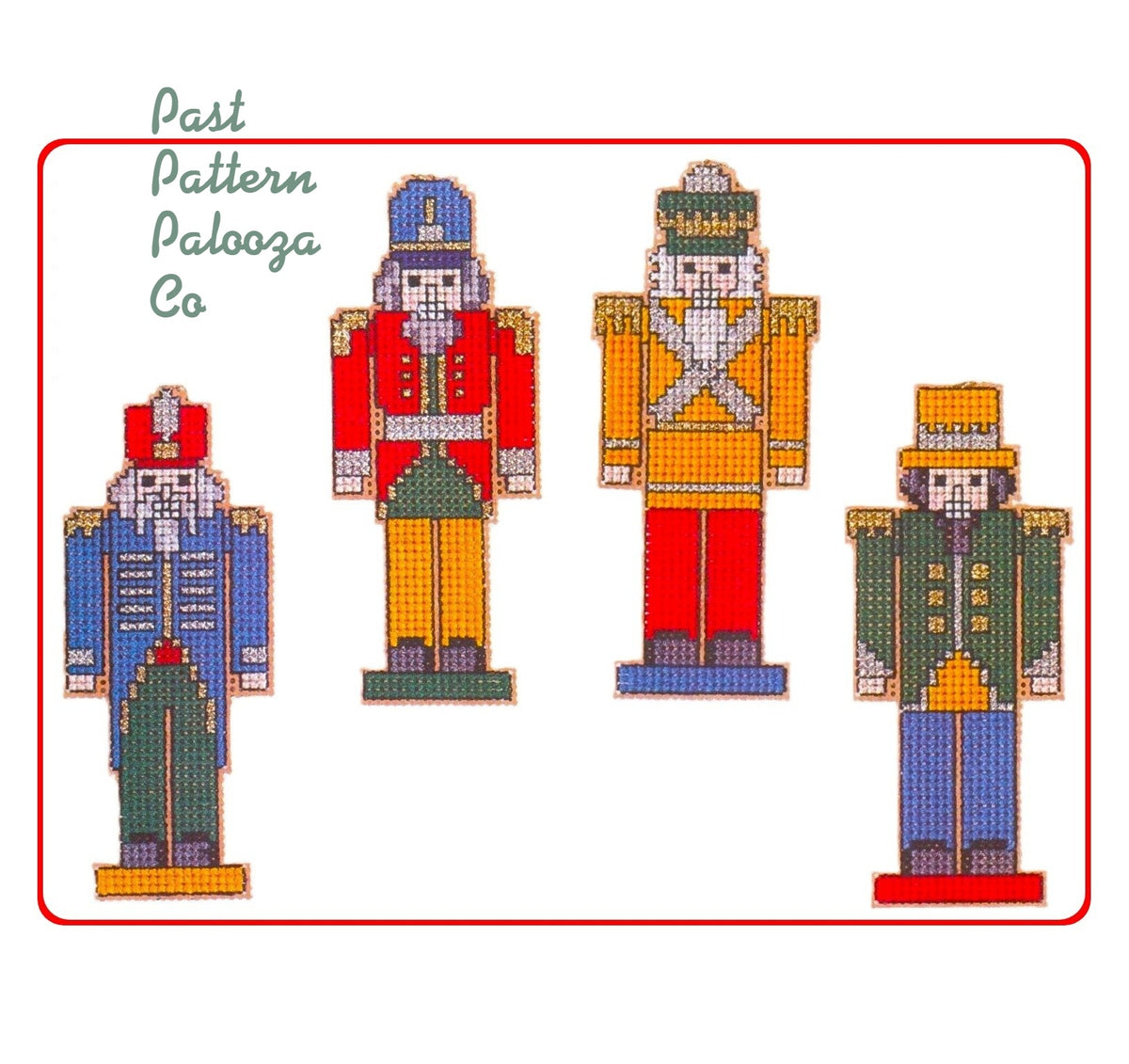 Vintage Cross Stitch Pattern Nutcracker Soldiers Christmas Tree Ornaments PDF Instant Digital Download Perforated Paper
