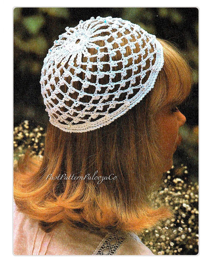 Vintage Crochet Pattern Womens Beaded Juliet Cap Net Style Hat PDF Instant Digital Download Glass Beads Cotton Thread