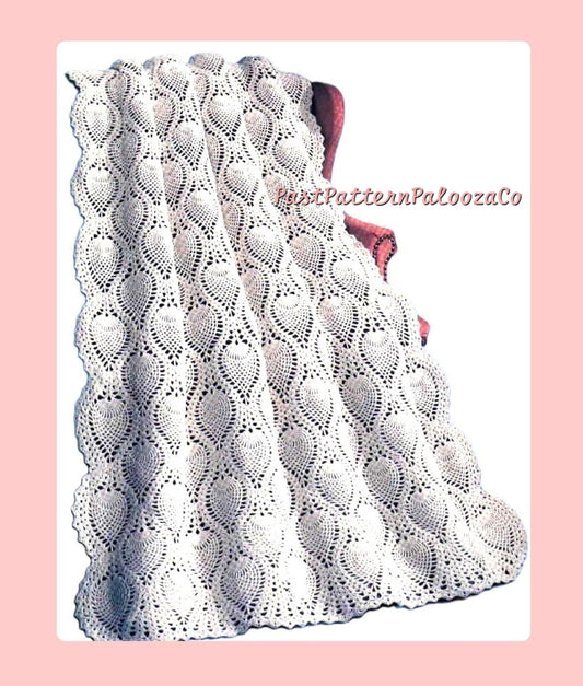 Vintage Crochet Afghan Pattern Pineapple Waterfall Throw PDF Instant Digital Download Pineapples Motif Blanket Design 5 Ply