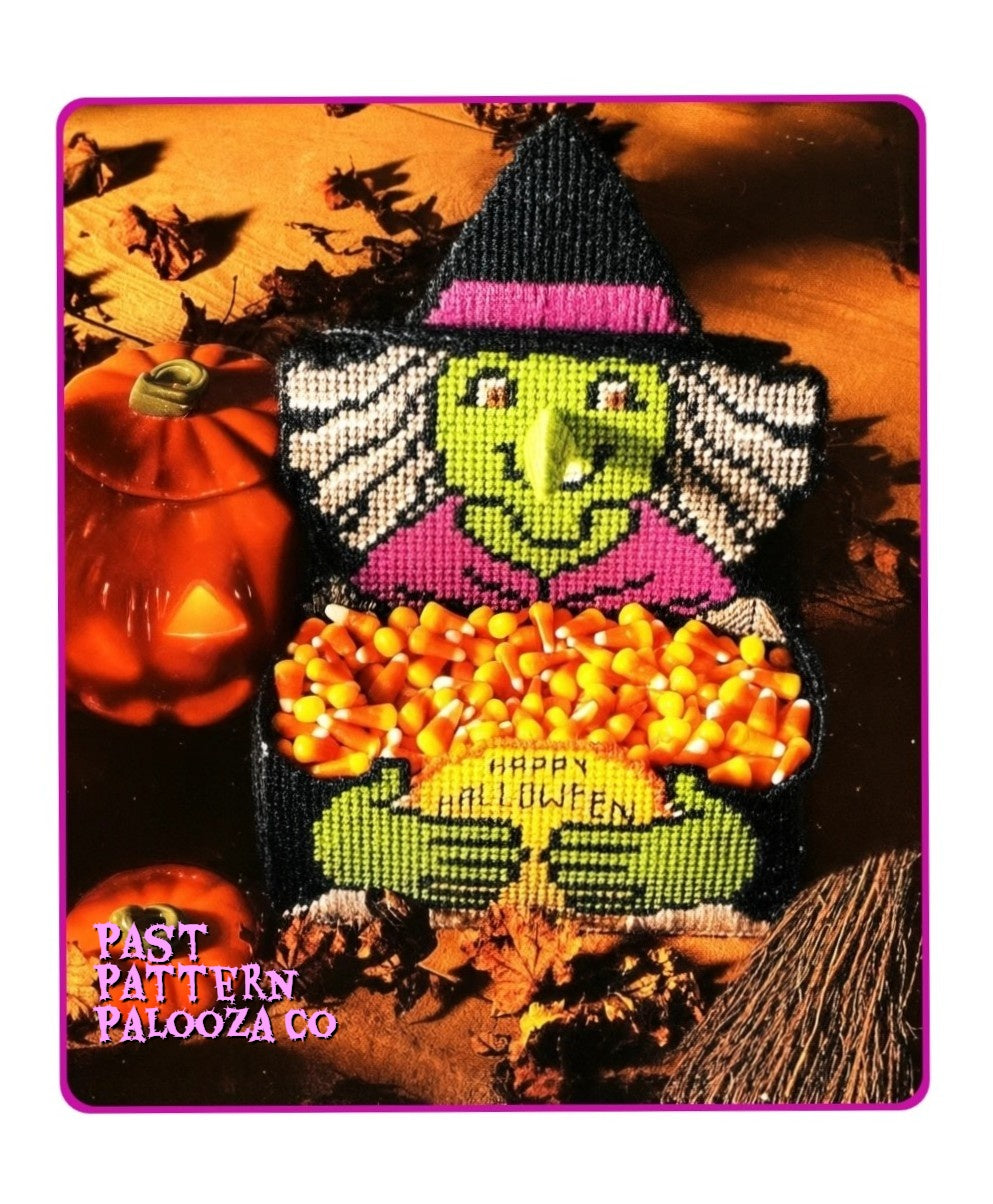 Vintage Halloween Plastic Witch Candy Bowl Treat Dish Basket Centerpiece PDF Instant Digital Download