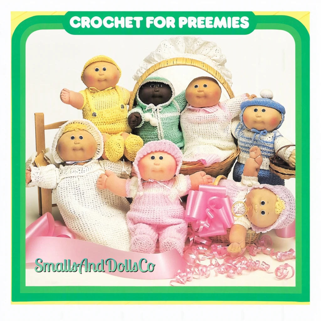 Vintage Crochet Pattern 14" Cabbage Patch Preemie Kids Doll Clothes 8 Outfits PDF Instant Digital Download