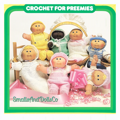 Vintage Crochet Pattern 14" Cabbage Patch Preemie Kids Doll Clothes 8 Outfits PDF Instant Digital Download