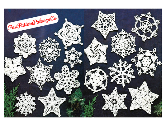 Vintage Christmas Ornaments Crochet Pattern 4" Lacy Snowflakes Stars Victorian 18 Designs PDF Instant Digital Download