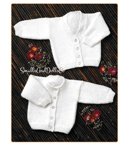 Vintage Knitting Pattern Classic Baby Plain Simple Easy Knit Cardigan Sweaters V and Round Neck PDF Instant Digital Download Preemie - 2 yrs