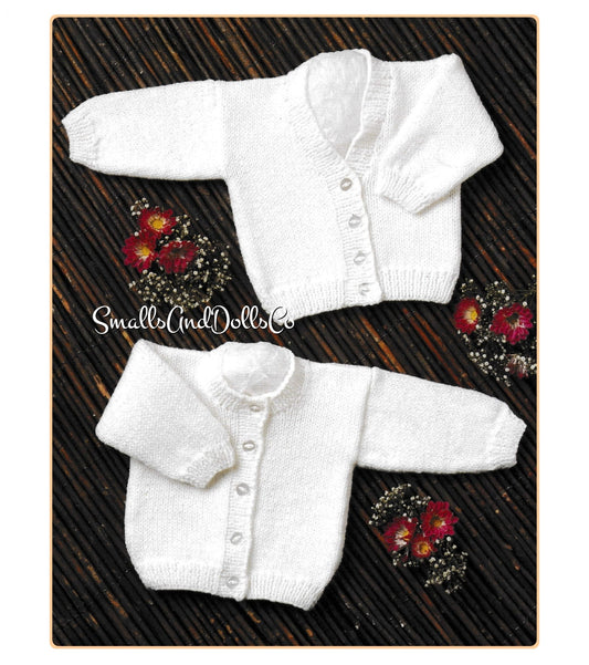 Vintage Knitting Pattern Classic Baby Plain Simple Easy Knit Cardigan Sweaters V and Round Neck PDF Instant Digital Download Preemie - 2 yrs