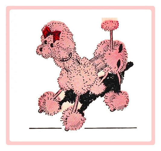 Vintage No Sew 12" Yarn Pompom French Poodle Pattern Pom Pom Animal Doll Figure 1961 PDF Instant Digital Download