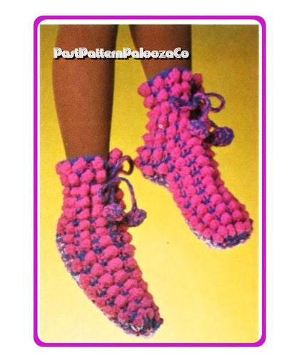 Vintage Crochet Pattern Womens Bootie Slippers PDF Instant Digital Download Hazelnut Stitch House Socks Slippers Ankle Warmers 4 Ply
