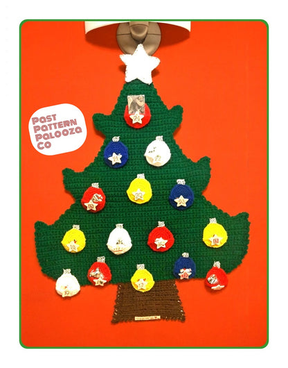 Vintage Crochet Pattern 32" Christmas Tree Avent Calendar Wall Hanging PDF Instant Digital Download