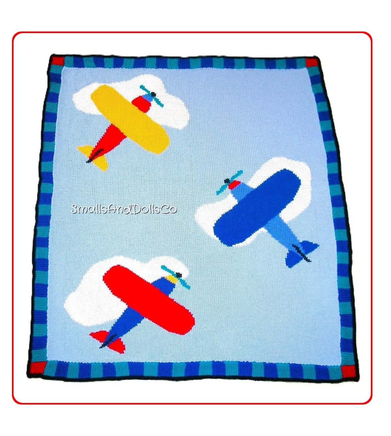 Vintage Knitting Pattern Childs Airplane Blanket PDF Instant Digital Download Kids Boys Plane Bed Cover Throw 10 Ply 38x46