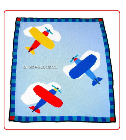 Vintage Knitting Pattern Childs Airplane Blanket PDF Instant Digital Download Kids Boys Plane Bed Cover Throw 10 Ply 38x46