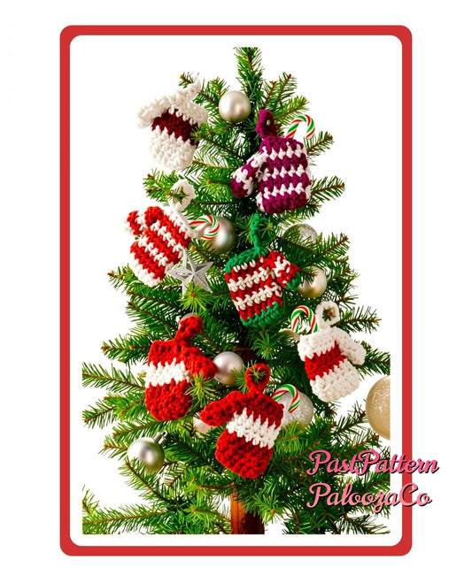 Vintage Crochet Pattern Mini Christmas Mittens Ornaments Miniature Mitts PDF Instant Digital Download Quick Easy