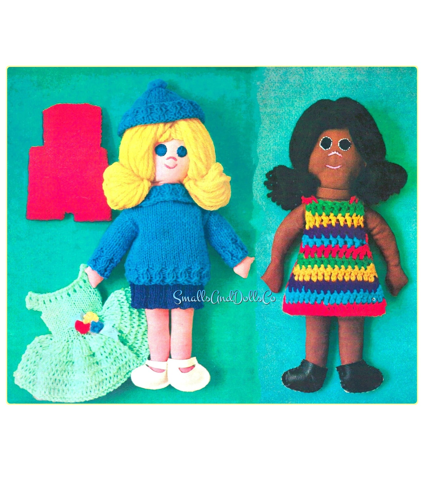 Vintage Sewing Pattern 10" Best Friend Dolls Soft Sculpture Toy Dollies and their Knit Crochet Wardrobe PDF Instant Digital Download