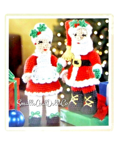 Vintage Christmas Crochet Pattern 12" Mr and Mrs Santa Claus Soft Toy Dolls PDF Instant Digital Download Xmas Amigurumi 10 Ply