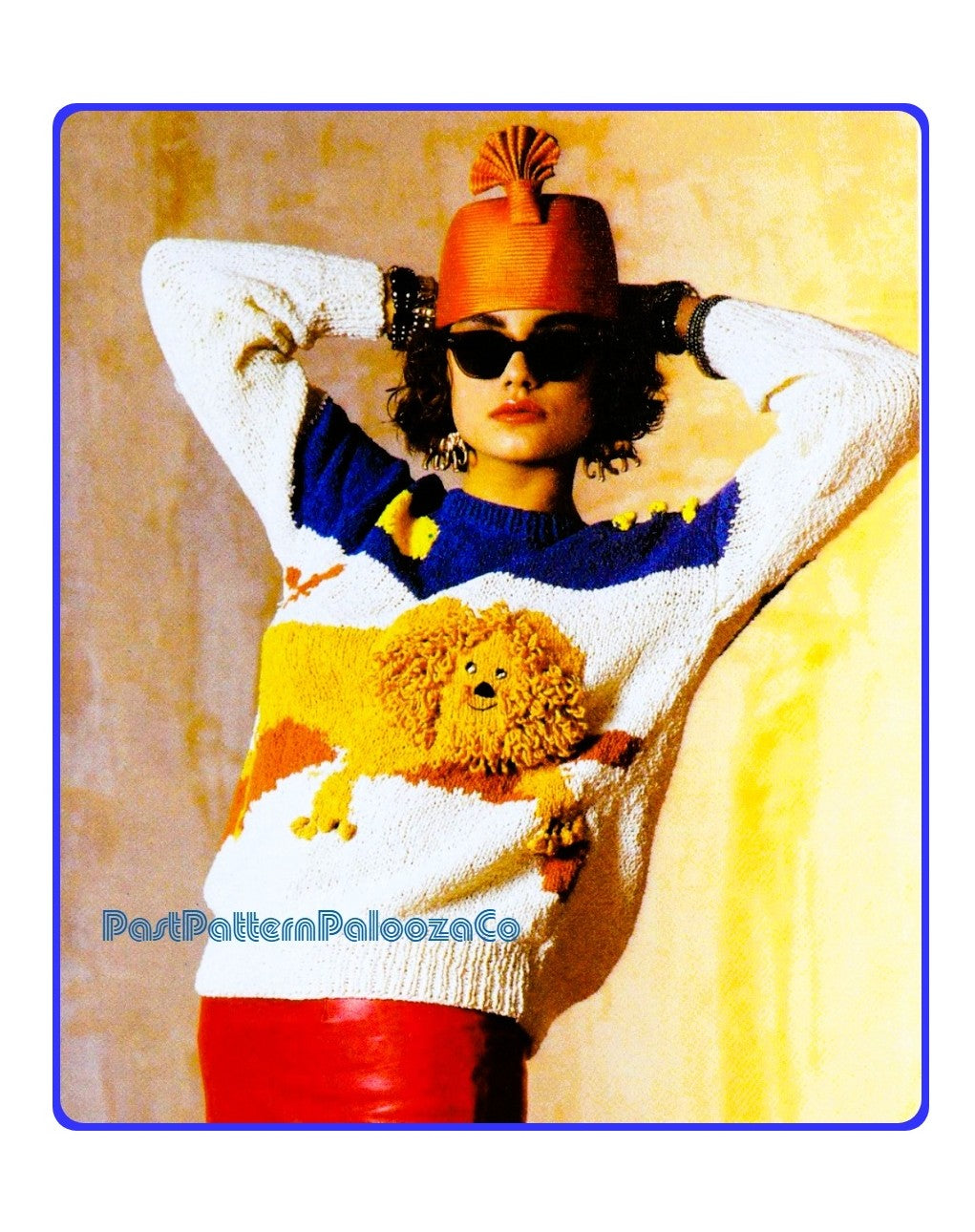 Vintage Knitting Pattern Womens Lion Sweater PDF Instant Digital Download Retro Big Cat Animal Motif Pullover Jumper Loopy Mane 10 Ply