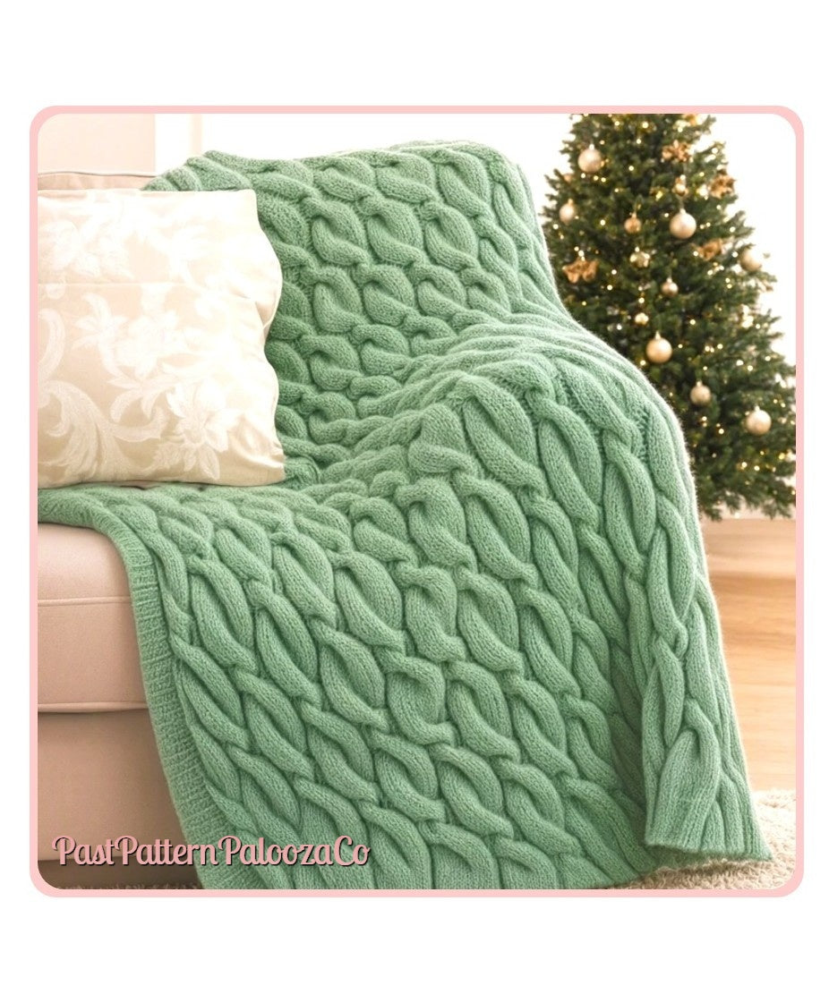 Vintage Knitting Pattern Chunky Twists Cable Knit Afghan Blanket PDF Instant Digital Download