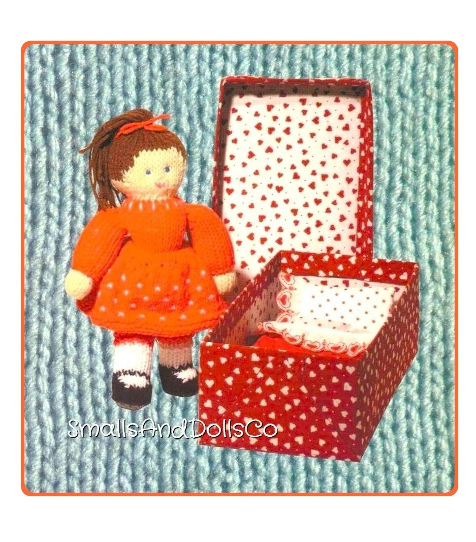 Vintage Knitting Pattern 12" Cute Shoebox Rag Dolls Soft Toys PDF Instant Digital Download 12 Designs Dolly Wardrobe and Shoe Box Beds