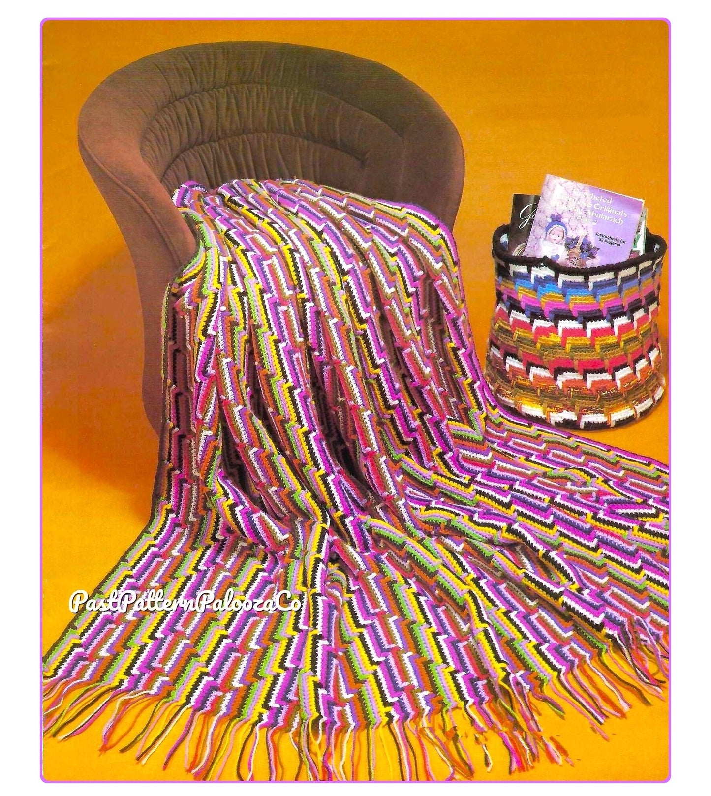 Vintage Crochet Pattern Lightning Bolt Zig Zag Afghan PDF Instant Digital Download Chevron Stripes 70x97