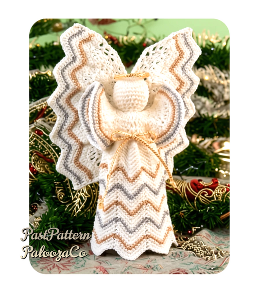 Vintage Crochet Pattern 8" Ripple Stitch Angel Doll PDF Instant Digital Download Standing Heavenly Lace Lady Holiday Table Mantel Decor