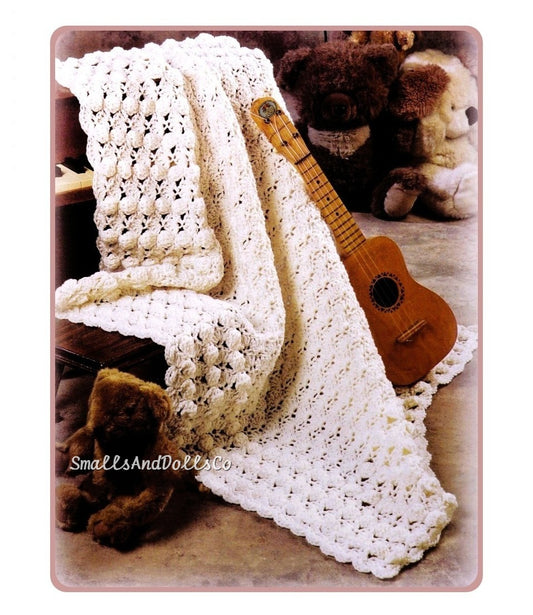 Vintage Crochet Pattern Heirloom Clusters Shells Baby Afghan Blanket PDF Instant Digital Download