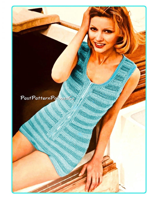 Vintage Crochet Pattern Womens Fitted Romper Striped Playsuit Summer Wear PDF Instant Digital Download Boho Boy Shorts Suit Workout or Beach