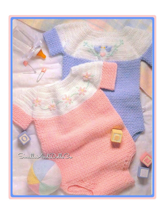 Vintage Crochet Pattern Baby Bubble Suits Sun Rompers Boy and Girl Versions PDF Instant Digital Download 3-12 m 5 Ply
