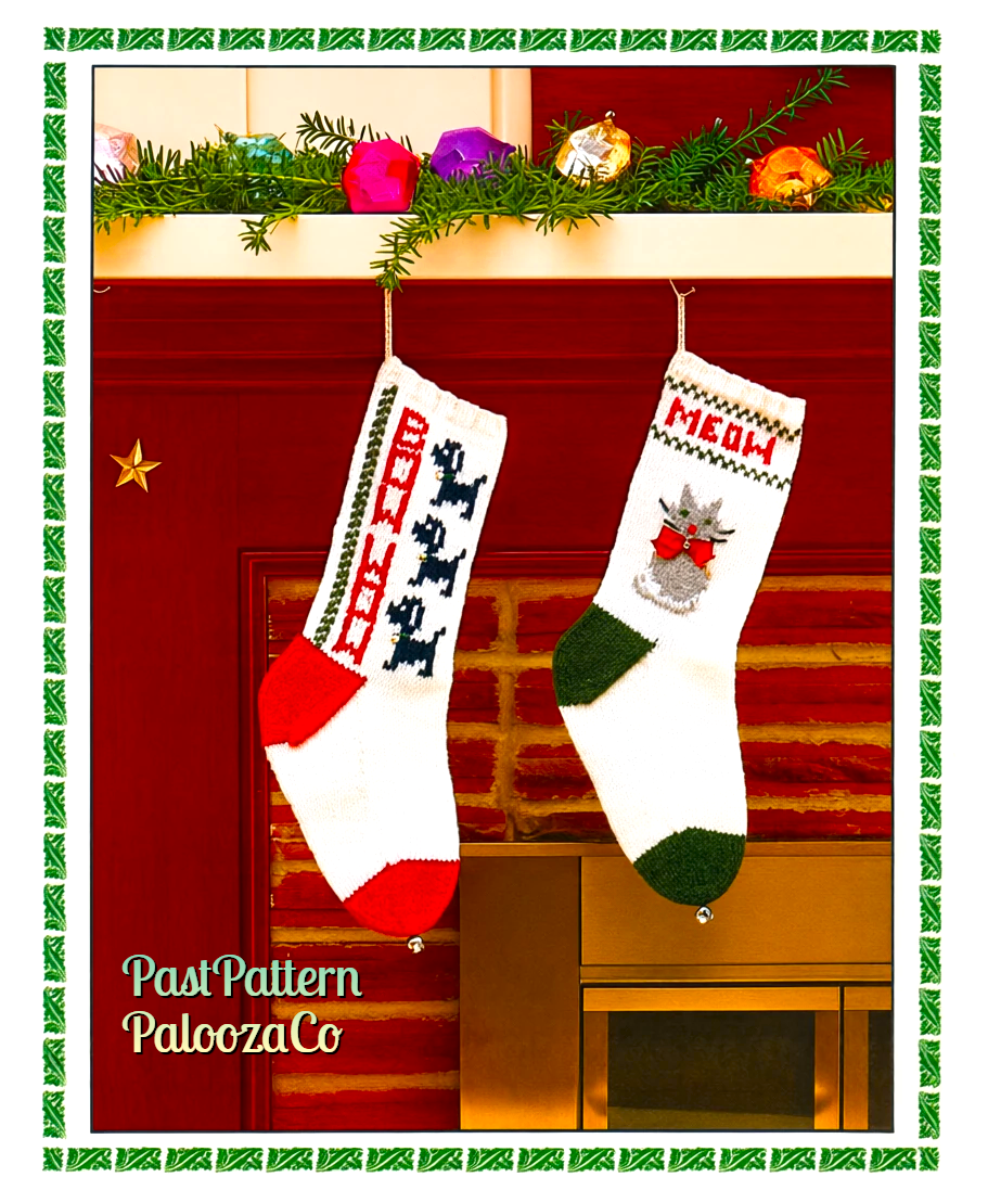 Vintage Knitting Pattern 12" Pet Christmas Stockings Kitty Cat Dog PDF Instant Download