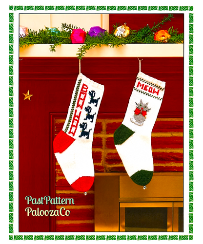 Vintage Knitting Pattern 12" Pet Christmas Stockings Kitty Cat Dog PDF Instant Download