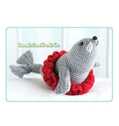 Vintage Crochet Pattern 12" Circus Seal Soft Toy Doll PDF Instant Digital Download Cute Sealion Animal Amigurumi Plush