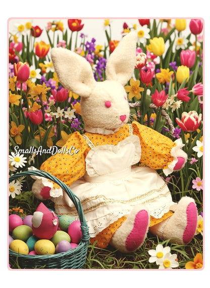 Vintage Sewing Pattern Large 34" Miss Bunny Rabbit Soft Toy Doll Heart Shaped Nose PDF Instant Digital Download Faux Fur Fabric Non Jointed