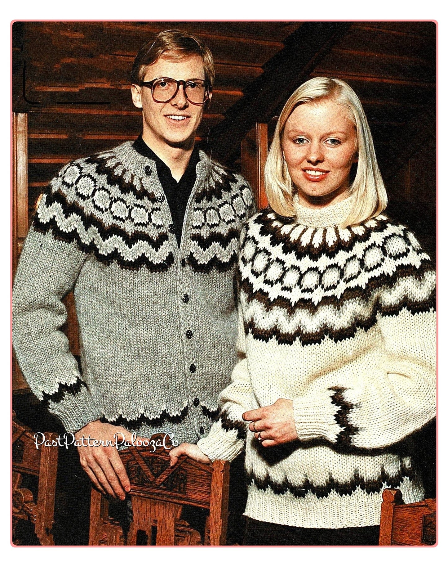 Vintage Knitting Pattern Nordic Jacquard Sweaters Icelandic Lopi Wool Pullover & Cardigan PDF Instant Digital Download Adults His Hers
