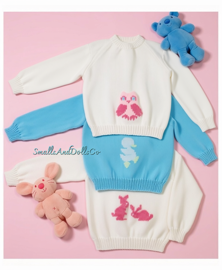 Vintage Knitting Pattern Baby Toddler Childs Animal Sweaters Embroidered Pullover Jumpers PDF Instant Digital Download 0-4 yrs