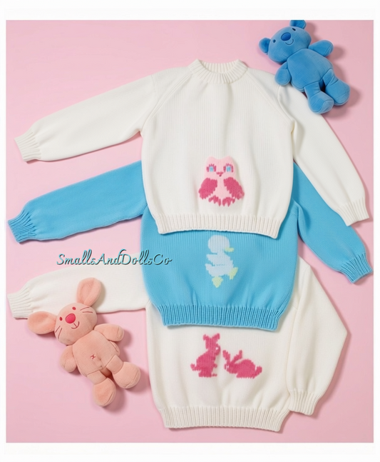 Vintage Knitting Pattern Baby Toddler Childs Animal Sweaters Embroidered Pullover Jumpers PDF Instant Digital Download 0-4 yrs