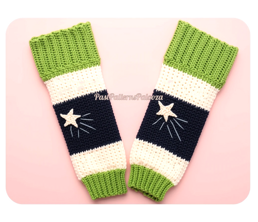 Vintage Crochet Pattern Holiday Star Striped Legwarmers PDF Instant Digital Download Retro Christmas Leg Warmers Shooting Star 10 Ply