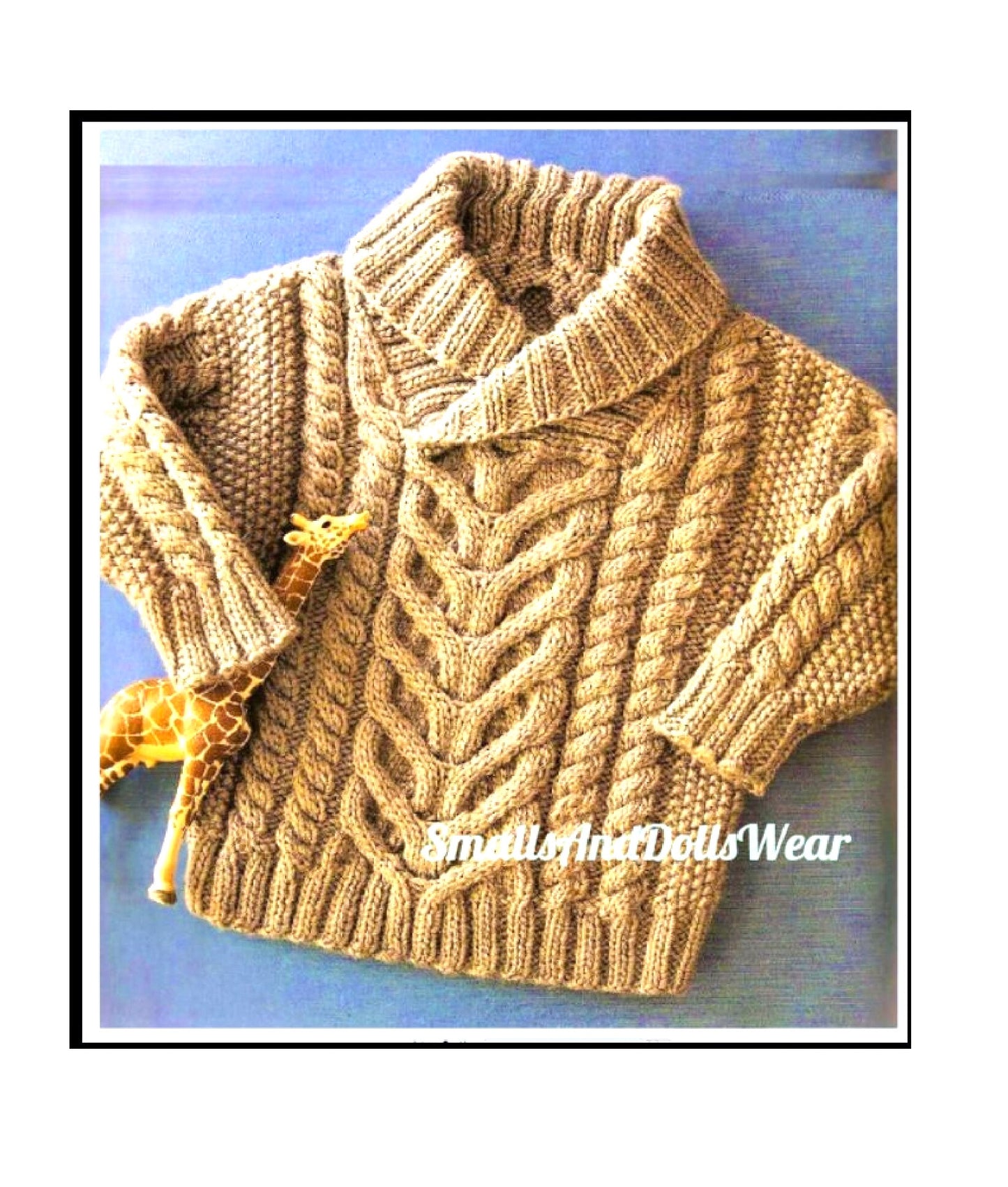 Vintage Knitting Pattern Baby Boys Fisherman Sweater Cabled Shawl Collar Pullover Jumper PDF Instant Digital Download 10 Ply 6-18m