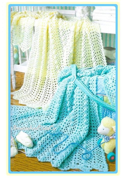 Vintage Crochet Pattern Lacy Clusters Chevron Ripples Baby Afghan Blanket PDF Instant Digital Download Lapghan Crib Coverlet 5 Ply