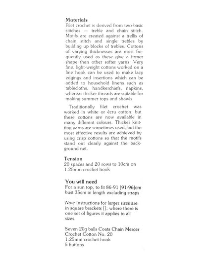 Vintage Filet Crochet Pattern Lace Camisole Sun Top Retro Lace Flowers Romantic Cami PDF Instant Digital Download Flower Power Summer Blouse Tank