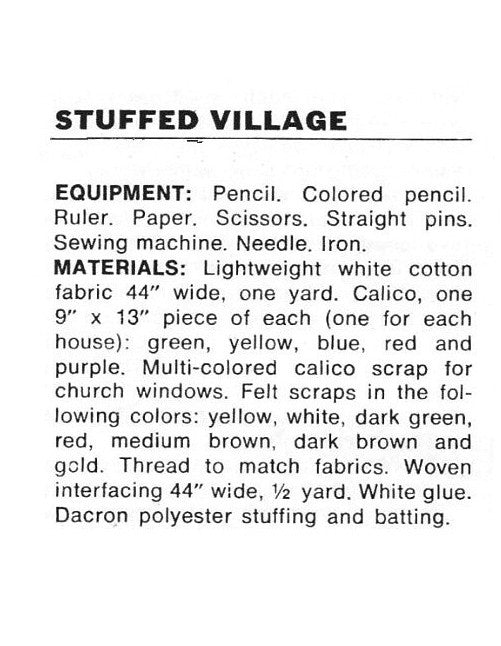 Vintage Sewing Pattern Miniature Christmas Village PDF Instant Digital Download 1970s Soft Toy Winter Town Snowy Calico Fabric Houses Church