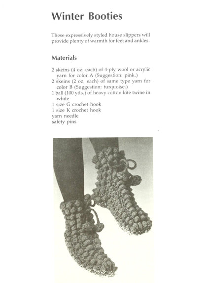 Vintage Crochet Pattern Womens Bootie Slippers PDF Instant Digital Download Hazelnut Stitch House Socks Slippers Ankle Warmers 4 Ply