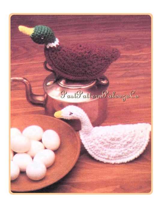 Vintage Crochet Pattern Mallard Duck and Country Goose Potholders PDF Instant Digital Download Cute Farmhouse Chic Oven Mitt Pot Holders