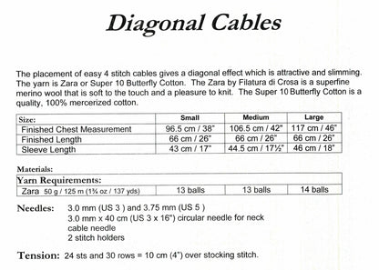 Vintage Knitting Pattern Womens Diagonal V Cables Sweater PDF Instant Digital Download Mock Turtleneck Pullover Jumper DK