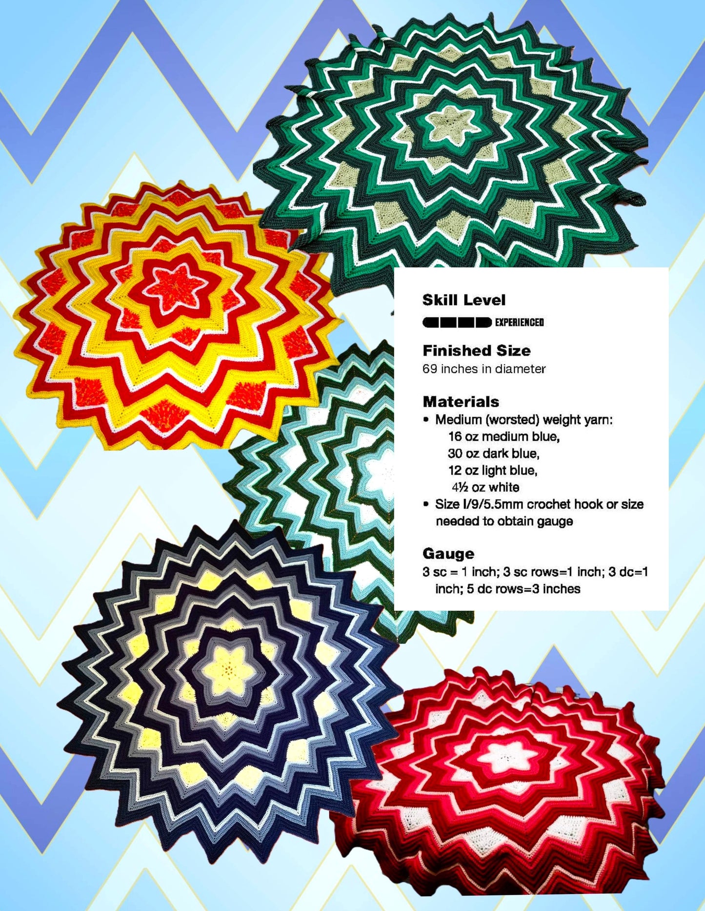 Vintage Crochet Pattern Multi Point Mandala Star Afghan Blanket Pattern PDF Instant Digital Download Star Shaped Throw 69" 10 Ply