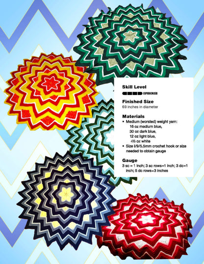 Vintage Crochet Pattern Multi Point Mandala Star Afghan Blanket Pattern PDF Instant Digital Download Star Shaped Throw 69" 10 Ply