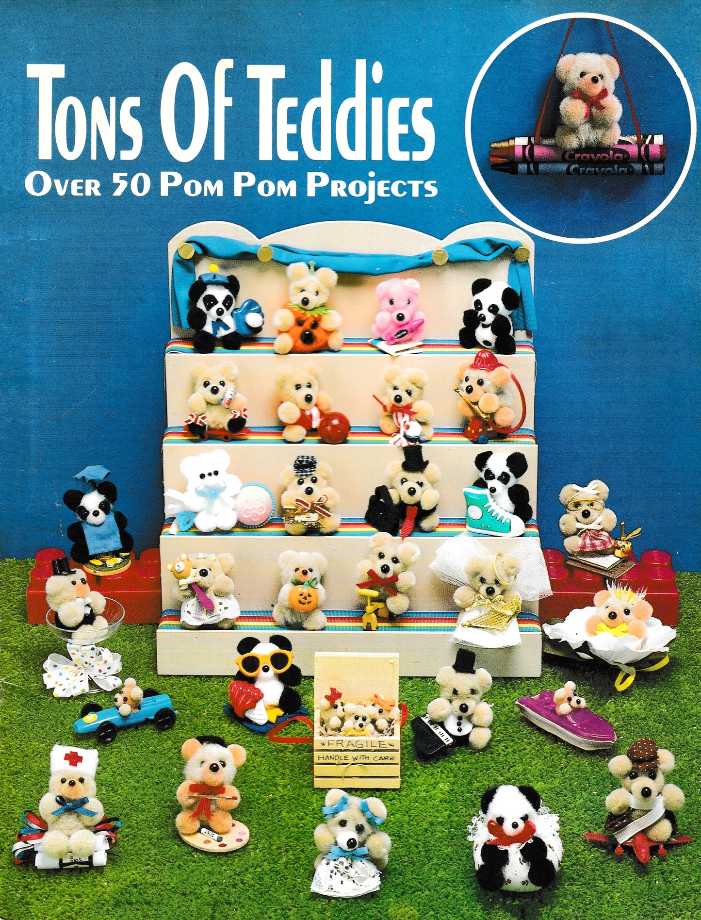 Vintage Pom Pom Bears Craft Pattern Retro 70s Fun Craft PDF Instant Digital Download 50+ Mini Teddy Bear Projects