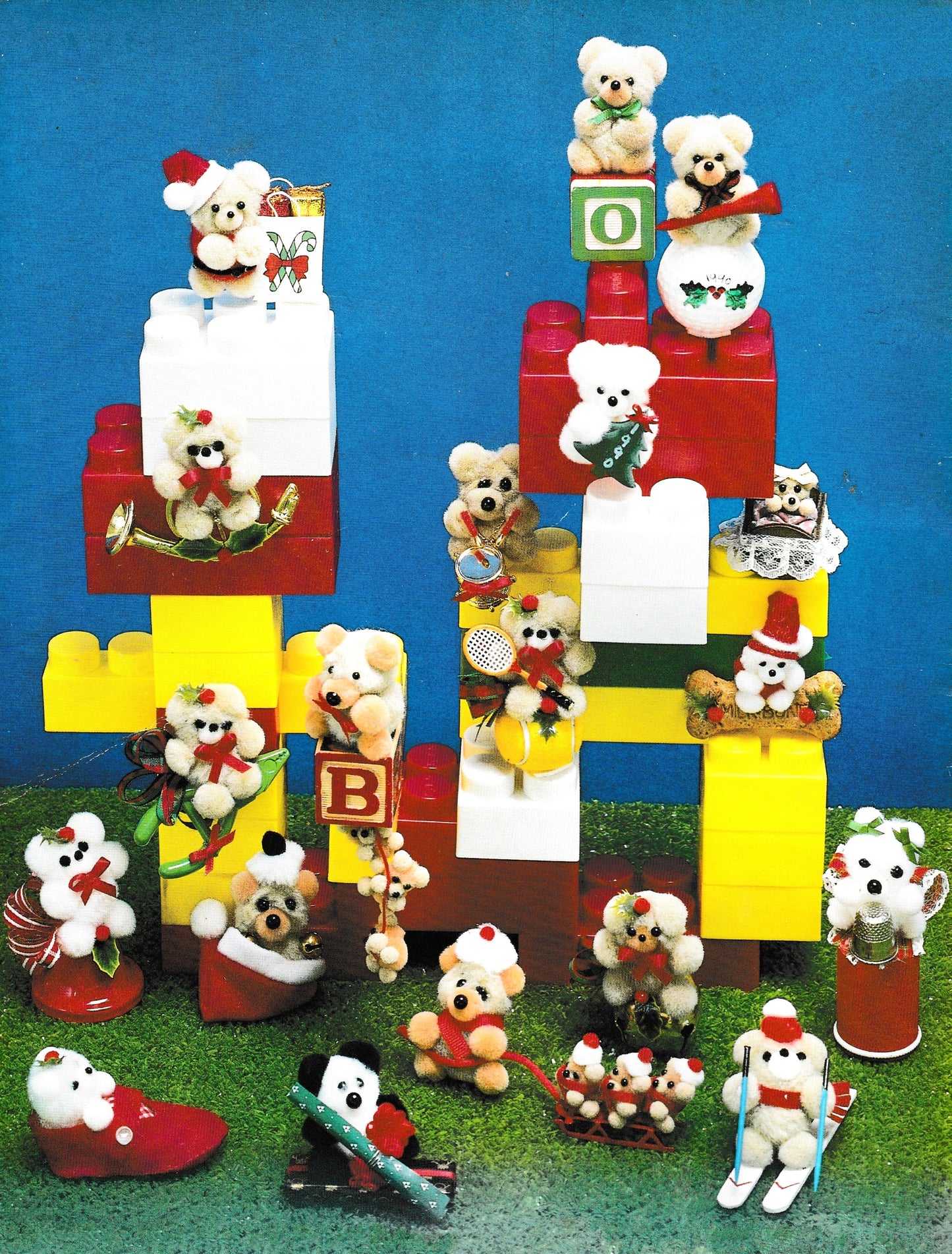 Vintage Pom Pom Bears Craft Pattern Retro 70s Fun Craft PDF Instant Digital Download 50+ Mini Teddy Bear Projects