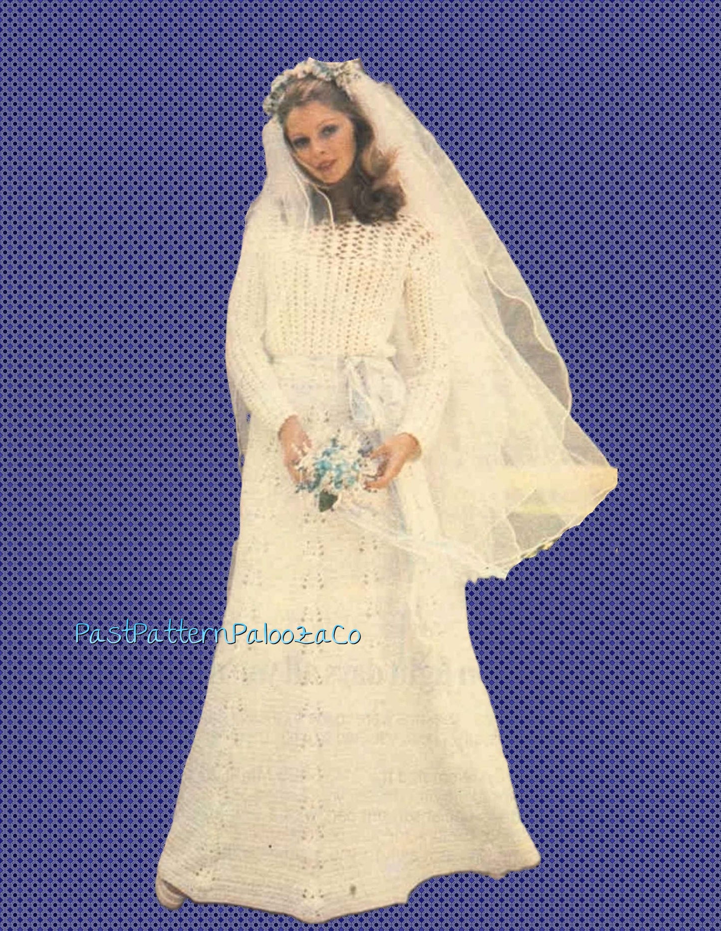 Vintage Crochet Pattern Retro Lacy Spring Wedding Dress PDF Instant Digital Download Heirloom Mod Boho Chic Maxi Gown 1970s