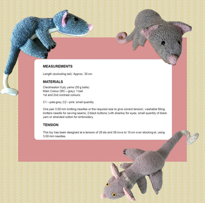 Vintage Knitting Pattern 12" Australian Possum Soft Plush Toy PDF Instant Digital Download Australia Animal Amigurumi Doll DK