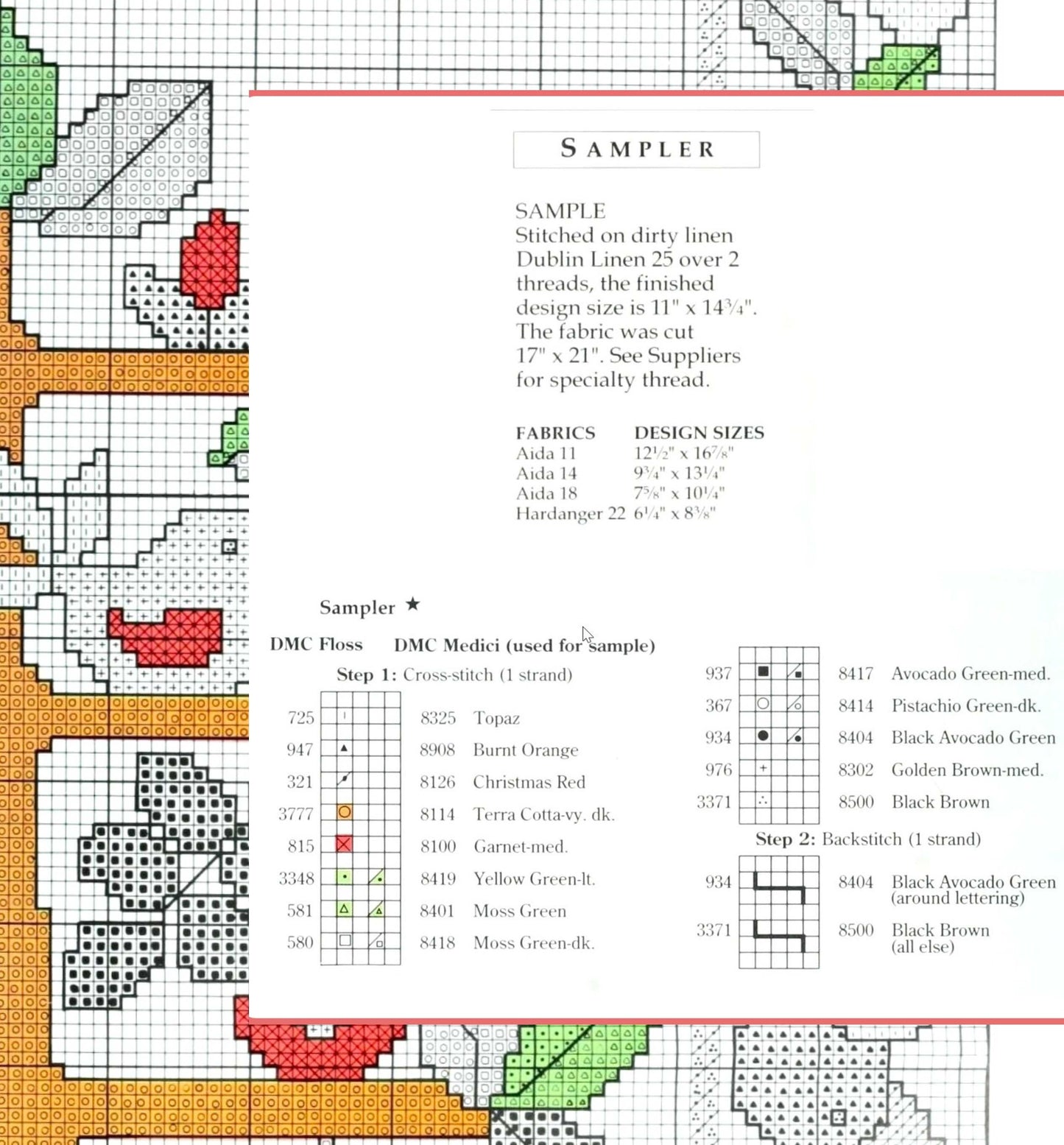 Vintage Christmas Cross Stitch Pattern Folk Art Tree of Life Sampler PDF Instant Digital Download Birds Fruit Picture Wall Hanging 11x14